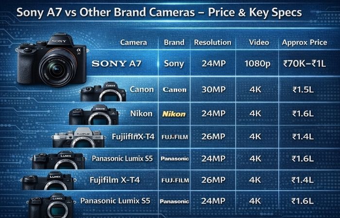 Sony A7 vs Other Brand Cameras – Price & Key Specs