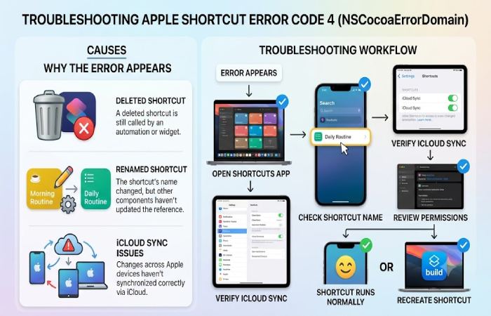 how to fix errordomain=nscocoaerrordomain shortcut error